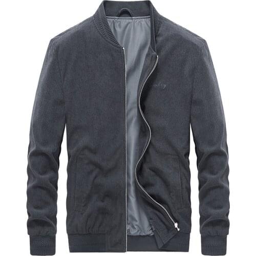 Nice New Spring Autumn Corduroy Jacket Men Stand Collar Baseball Jacket Jaqueta Masculina Solid Color Coat Men Large Size M-4XL