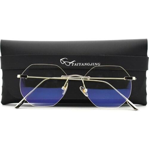 Unisex Luxury Rimless Anti Blue Rays Computer Glasses Women Vintage Square Frame Gaming Eyewear Mens Anti Eye Eyestrain Eyeglass