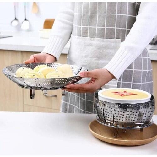 Factory stainless steel steamer steam rack stretch folding steam plate multifunctional fruit plate water-insulated steam grid