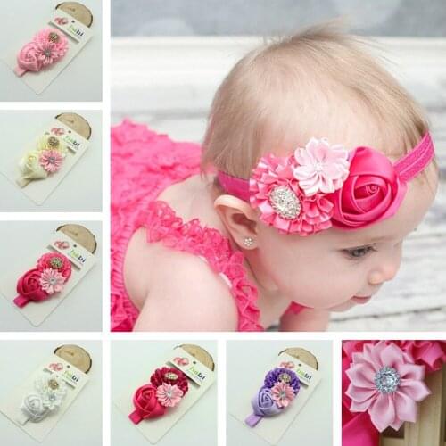 Baby Headband Ribbon Infant Toddler Kids Hair Accessories Girl Newborn crystal bandage Turban Flower Floral Headwear tiara