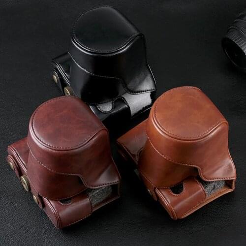 PU Digital Camera Bag Leather Case Cover For Canon EOS M3 M10 M6 M2 M 15-45/18-55mm Lens With Shoulder Strap Retro Leather Case