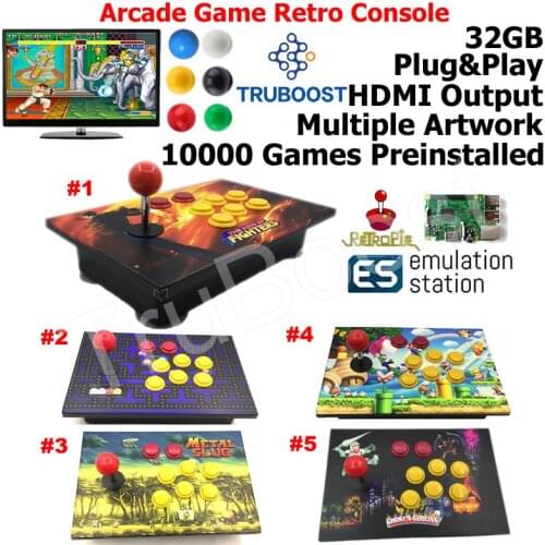 Raspberry Pi Arcade Game Retro Console Game Preinstalled Multiple Wooden Artwork Panel Single Version 10000 Games Preinstalled