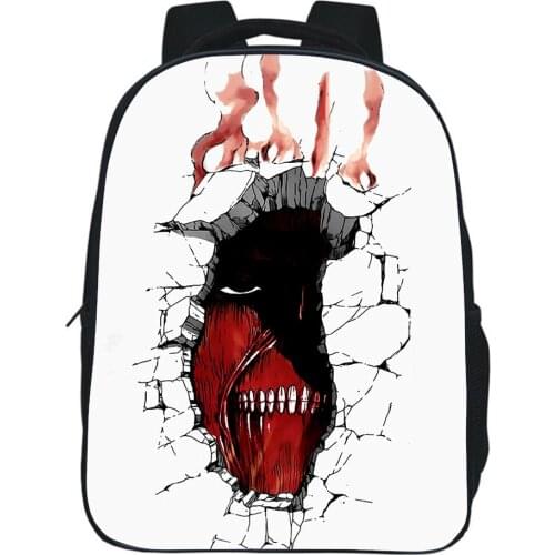 12 Inches Attack On Titan School Bag Support Design Customization 3D Anime Printing Knapsack Boy Girl Cartoons Small Bookbag