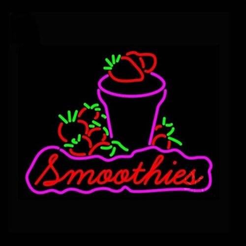 Smoothies Strawberry Cold Fresh Fruit Custom Handmade Real Glass Tube Store Shop Advertise Decoration Display Neon Sign 24“X20"