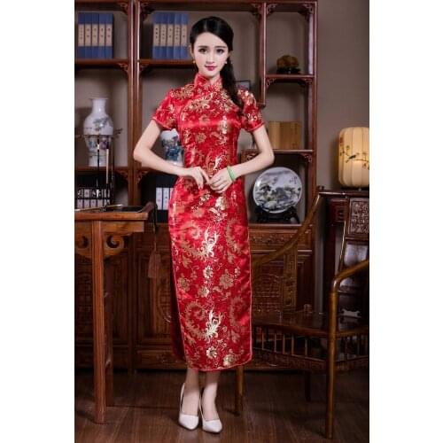 Shanghai Story chinese traditional Clothing Long Qipao Dress chinese style Cheap cheongsam dress Oriental Style Dress Red