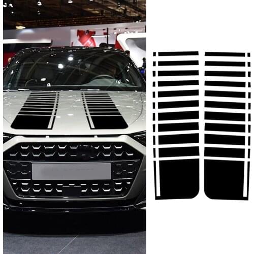 2Pcs Universal Vinyl Matte Black Racing Car Front Hood Stripe Decal Bonnet Sticker 91x27.3cm Decoration