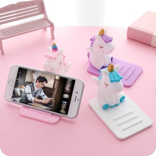Universal Anti-Slip Phone Holder Cute Cartoon Unicorn Mobile Phone Desk Bracket Stand Tablets for All Phone