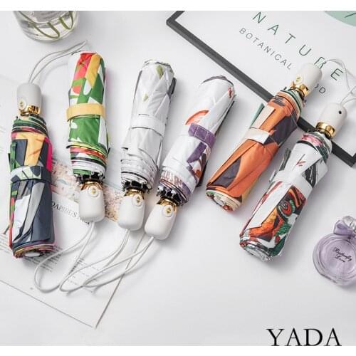 YADA 2020 INS Cartoon Polar Bear Picture Automatic Umbrella Rain Sunny Umbrella For Women Windproof Folding Umbrellas YS200214