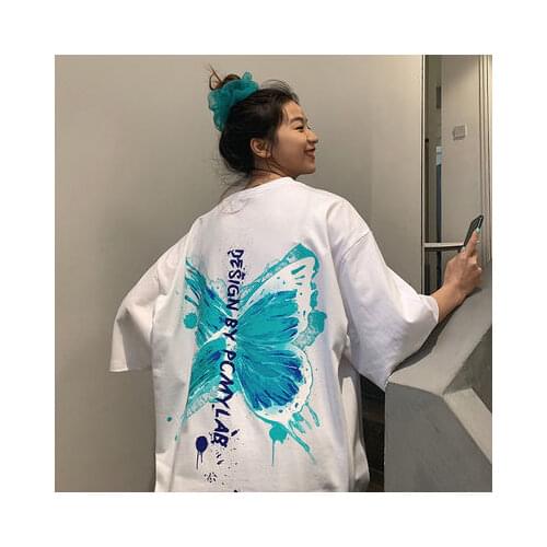 Summer tops women dark Harajuku mujer camisetas aesthetic o-neck ink butterfly t-shirt kpop ropa mujer streetwear dropshipping