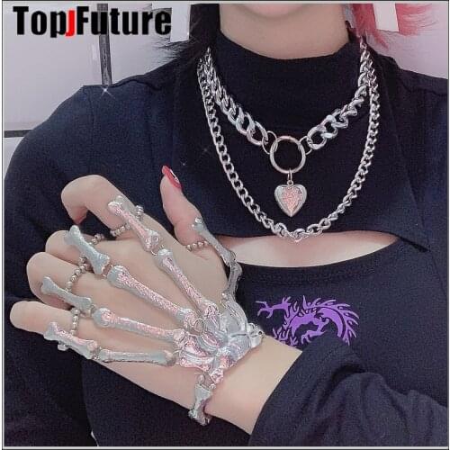Vintage punk earth cool trampy modeling skull bone Halloween womens one-piece Ring Bracelet LOLITA COSPLAY