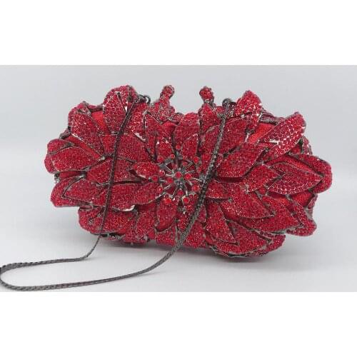 Women colorful Crystal diamond Clutch purse Evening Bags Flower Purses Bridal Wedding Rhinestone Handbag shoulder bags for lady
