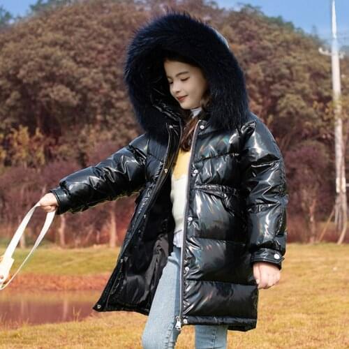 -30 Degrees Girls Winter Parkas 2021 Girl Snowsuit Children Jacket Clothing Real fur Collar Kids Fashion Coat for Girl 5-12 Year