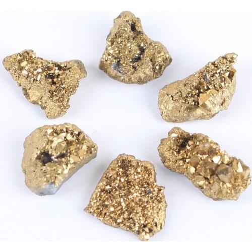 1PC Natural Agate Crystal Clusters Fragments Electroplating Gold DIY Bare Stone Mineral Materials Jewelry Accessories