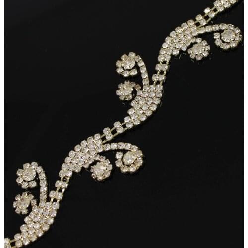 10Yards Rhinestone Trim Handmade Crystal Close Chain Trim Beaded Trim Embellishment for Wedding Bridal Home Decorations