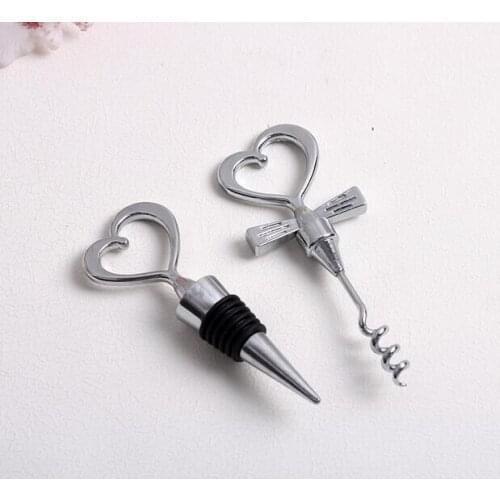 2pcs/set Zinc Alloy Heart Shape Wine Bottle Stopper Cork Wine Bottle Stopper Blanks Kitchen Tools Bar Accessories