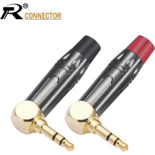 2pcs Right Angle 3.5mm 3 Poles Stereo Male Plug Gold Plated Soldering 3 Pins 3.5mm Stereo Plug DIY Headphone Jack