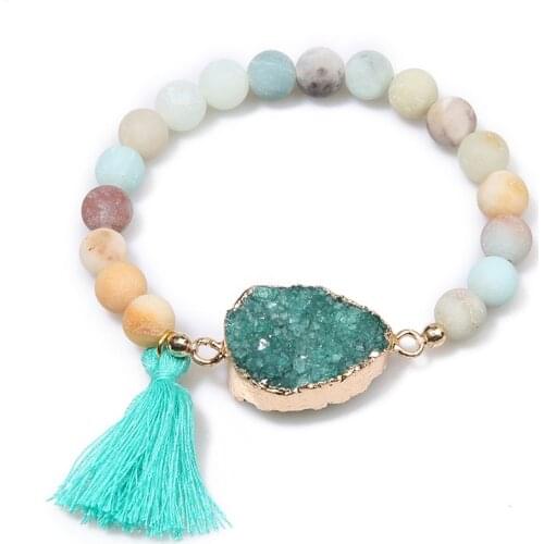 Boho 2018 Fashion Woman Bracelet Pendant Alloy Connectors Natural Stone Charm Friendship Bracelet for Women Wife Gi