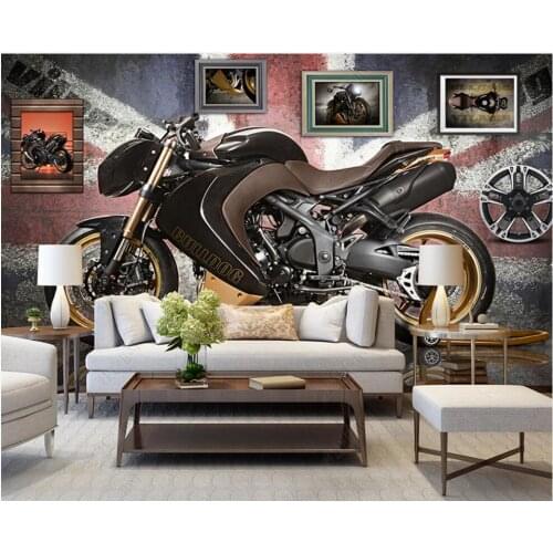 3d wallpaper custom photo mural Retro British style motorcycle brick wall home decor 3d wall murals wallpaper in the living room