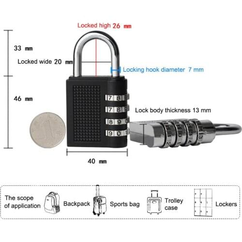 4 Digit Combination Padlock Number Luggage Travel Code Lock SP99