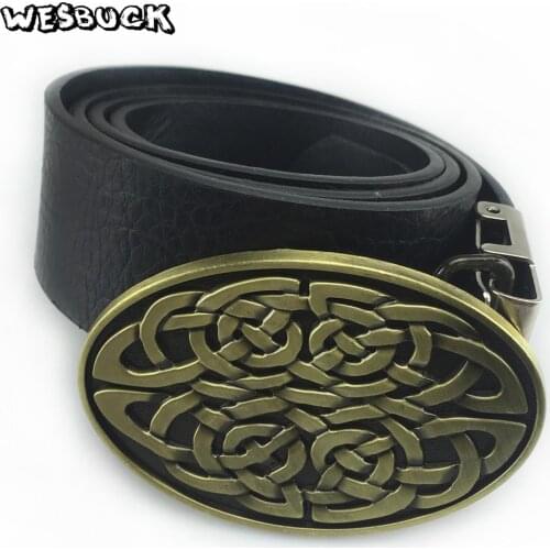 5 PCS MOQ WesBuck Brand Retro Western Celtic Knot Jeans Gift Belt Buckle PEWTER FINISH For Men 4cm Width Belt