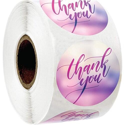 500pcs Purple Thank You Sticker 1Inch Seal Labels Sticker Blurred Background For Envelope Stationery Mailing Supplies Festival