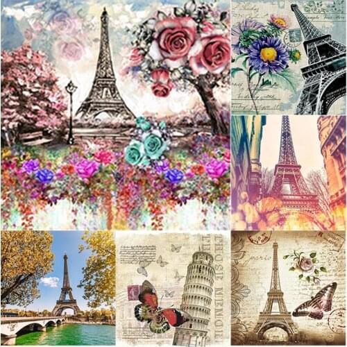 5D DIY Diamond Painting Flower Cross Stitch Iron Tower Diamond Embroidery Full Square Round Drill Crafts Manual Home Decor Gift