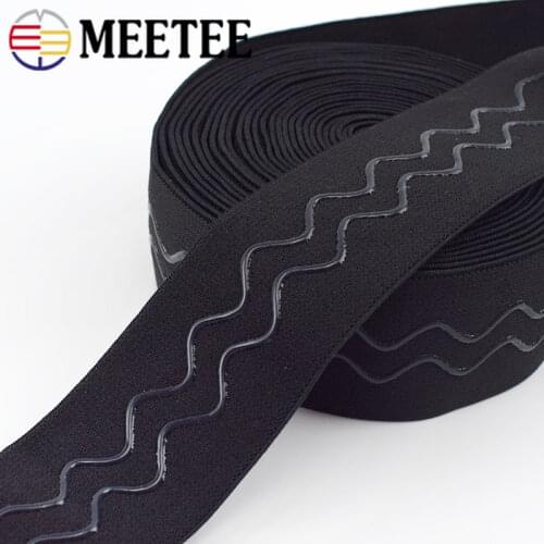 5M Meetee 30/40mm Elastic-Band Rubber Wave Non-slip Tape Elastic Webbing for Sportswear Waist Pants DIY Clothing Sew Accessories