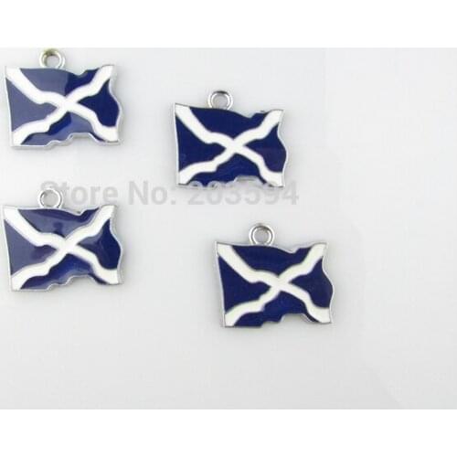 AE21 20pcs Mixed Silver Tone Enamel Flag Charms Pendants Jewelry DIY Jewelry Findings Floating Charm 21x23mm