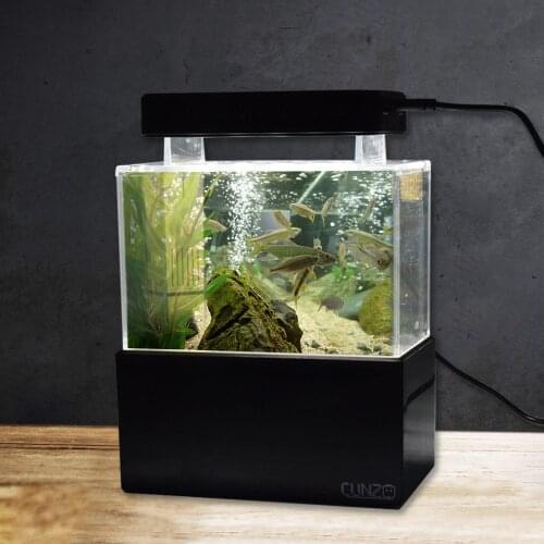LED Light Aquarium Mini Fish Tank with Blue Desktop Betta Fish Bowl Aquario Fish Tanks with Water Filtration LED Quiet Air Pump