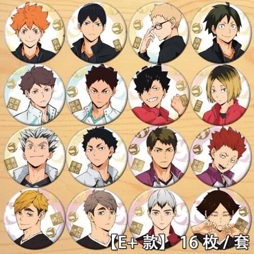 Anime Haikyuu!! Shoyo Hinata Kei Tsukishima Tobio Kageyama Figure 7006 Badge Round Brooch Pin Gifts Kids Collection Toy