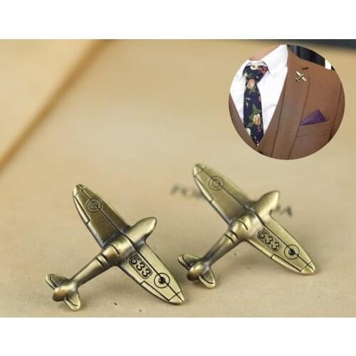 1PC Alloy Antique Bronze Color Airplane Retro Air Plane Brooches Pins and Brooch Badge Lapel Pins For Men