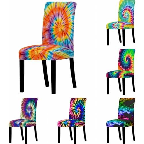 Colourful Ink Painting Dining Chair Covers Stretch Removable Chair Case Slip Wedding Banquet Home Decor Ethnic Style Seat Case