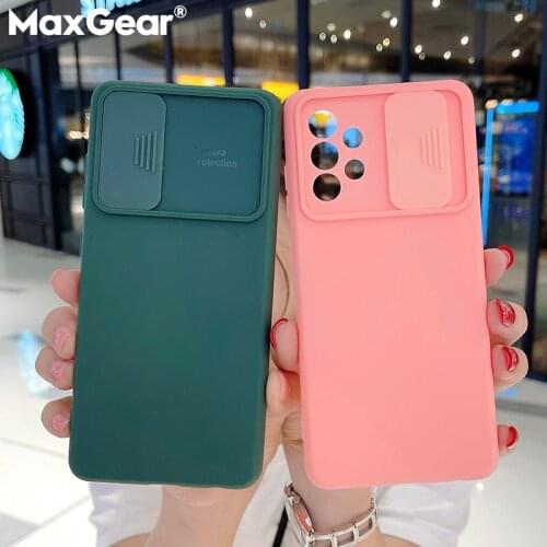 Slider Camera Cover Case For Samsung Galaxy A72 A32 A52 A12 A51 A71 A50 A21S A10 S21 Ultra S20 FE Candy Silicone Lens Protection