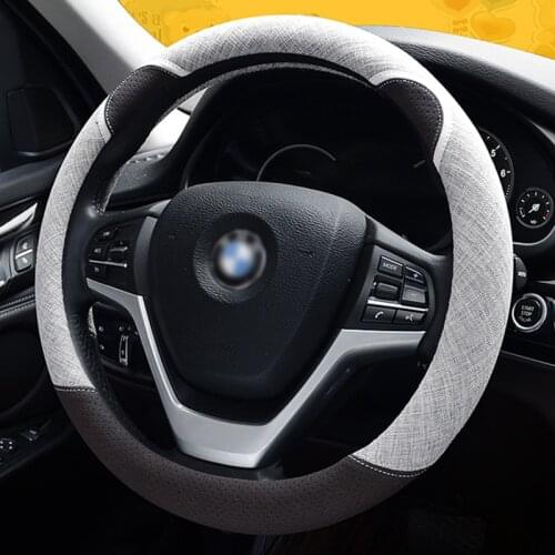 Car Steering Wheel Cover Flax Cute Rabbit Universal Protective Case female Car Styling Interior Accessories For bmw Kia Nissan