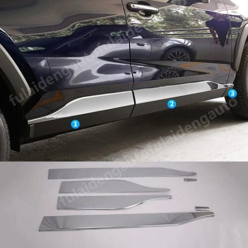 6pcs For Toyota RAV4 2019-2020 Carbon fiber ABS Chrome Side Car Door Body Decorative Strip Cover Trim Car Styling Accessories