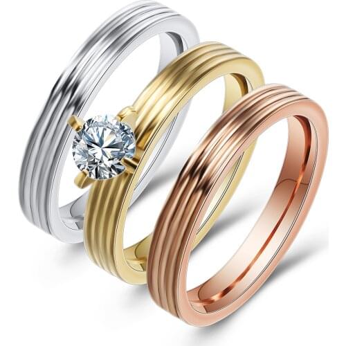 European and American Personality Fashion Three In One 360L Titanium Steel Hot Selling Women Zircon Ring Jewelry Wholesale