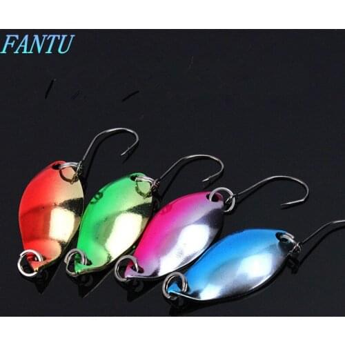 FANTU Double Color Fishing Spoon 2.5g/3cm Metal Iron Spoon Lures Single Hook Hard Bait 10pcs/lot