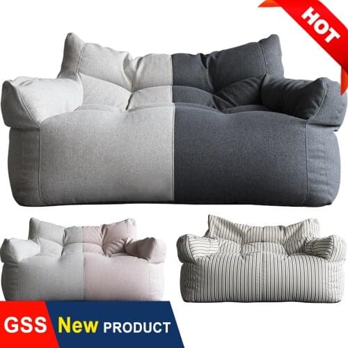 Giant Bean Bag Sofa Chair Cover No Filler Cotton Linen Lazy Sofa Couch Recliner Floor Seat Tatami Puff Ottoman Pouf Footsool
