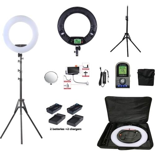 Ring Lamp Suit Yidoblo FE-480II Bi-color LED Ring Light Photographic Lighting Selfie Light Led Studio Light Tripod+bag + battery