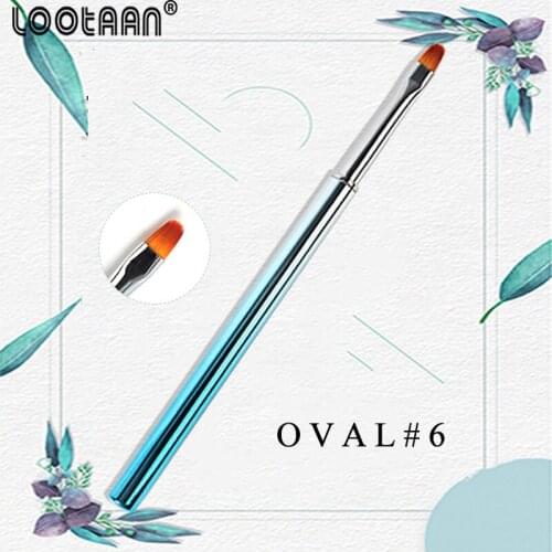 LOOTAAN Oval#6 Gradient Pole Manicure UV Gel Brush Pen Transparent Acrylic Nail Art Painting Drawing Brush Phototherapy Tools