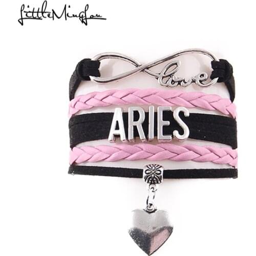 Little MingLou Infinity love 12 constellation Bracelet for Aries/Taurus/Gemini etc Zodiac Sign bracelets & bangles for women