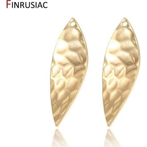 Copper Plated 14k Gold Frosted Smooth Leaves Jewelry Accessories For Jewelry Making Handmade DIY Charms Findings Components