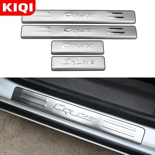 KIQI Car Door Sill Plates for Chevrolet Cruze Sedan Hatchback 2009 - 2015 Stainless Steel Door Sill Strip Scuff Plate Stickers