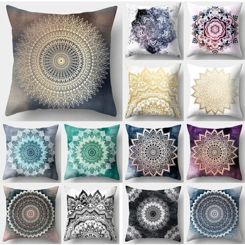 WZH Mandala Kaleidoscope &Snowflake Cushion Cover 45x45cm polyester Decorative Pillow Cover Sofa Bed Pillow Case