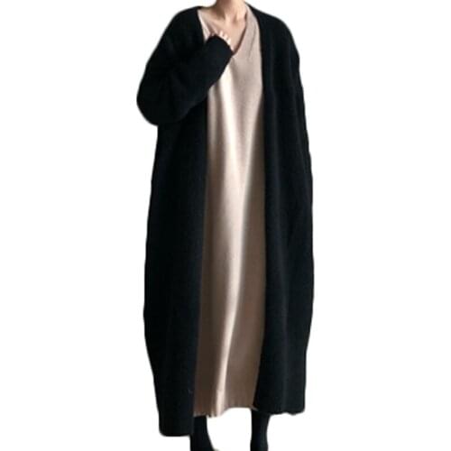 New Autumn Winter Knitted Sweaters Loose Plus Size Women Long Coats 2020 Lady Trendy Cardigans Casual Solid Femme Outerwear N786