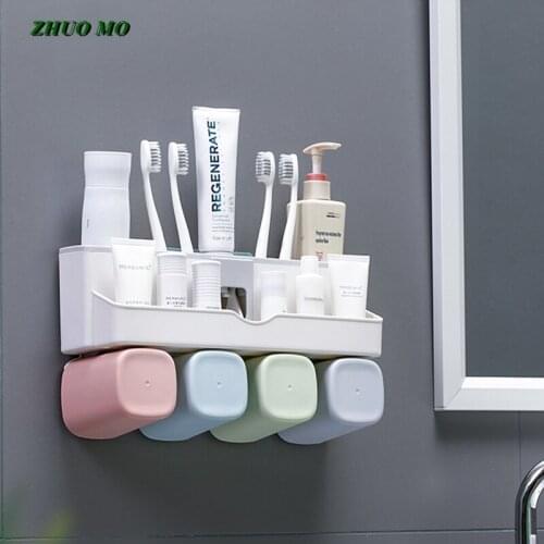 New Magnetic Adsorption Toothbrush Holder Automatic Toothpaste Squeezer Dispenser Wall Mount Storage Rack Bathroom Accessories