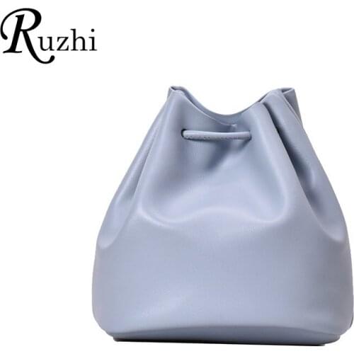 Solid Bucket Bag Drawstring Shoulder Bags PU Leather Women Bag Simple Crossbody Bags Elegant High Quality Handbags For Girls