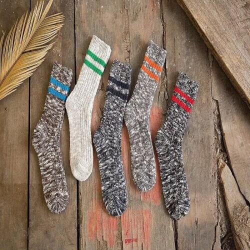 Autumn and winter in the tube vintage national wind socks thick line Japanese cotton wool men socks