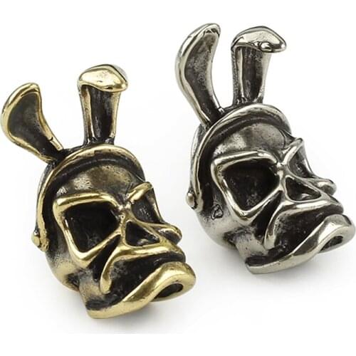 Punk Skull Brass Knife Beads Umbrella Rope Bead Outdoor EDC Rabbit Ear Skull Paracord Beads