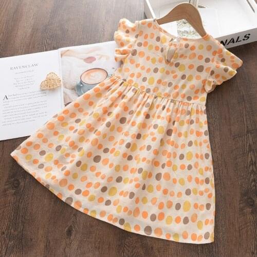 Girls Polka Dot Dress Summer Flying Sleeve Princess Vestidos For Kids Baby Children Casual Party Clothing For 2-6 Years Girl